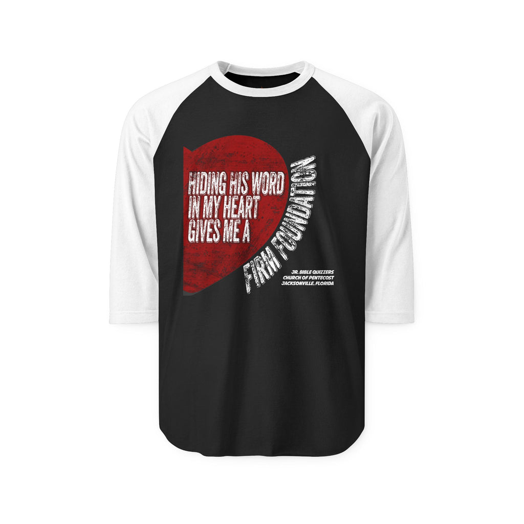 (ADULT) Church of Pentecost Jr. Bible Quizzer--Firm Foundation (Three-Quarter Sleeve Raglan Shirt)
