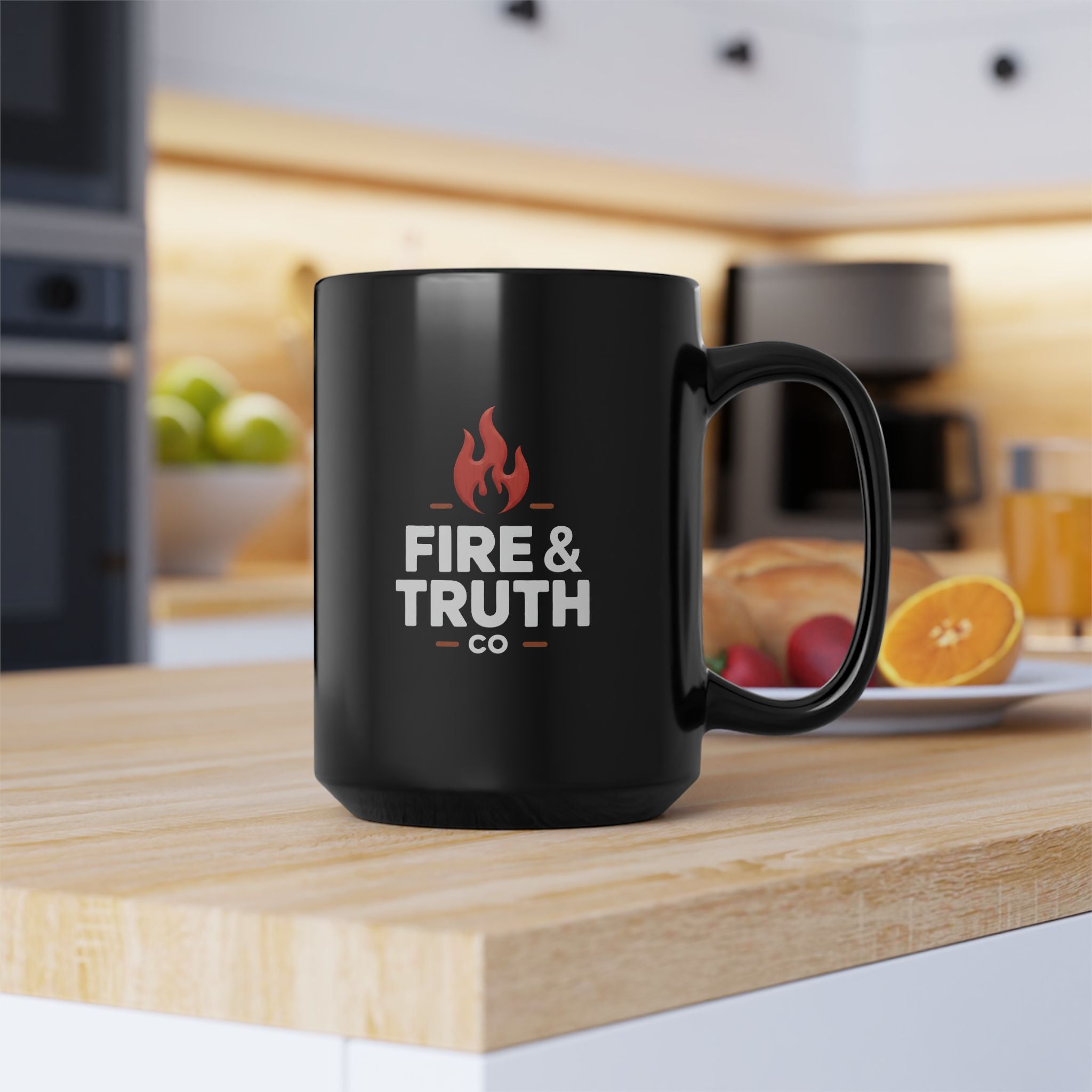 Fire & Truth Co. Logo Black Ceramic Coffee Mug 15oz