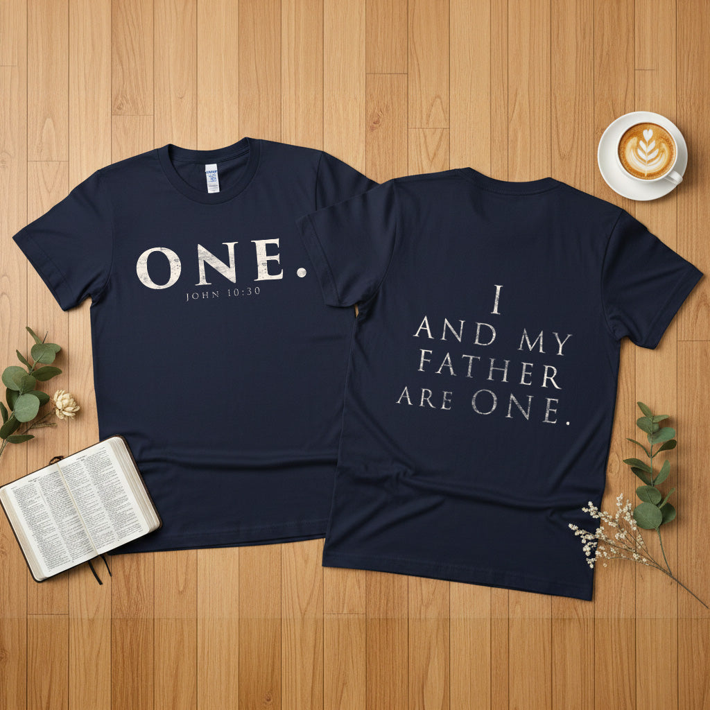 ONE. John 10:30 Foundation Tee--(Double-Sided Design)