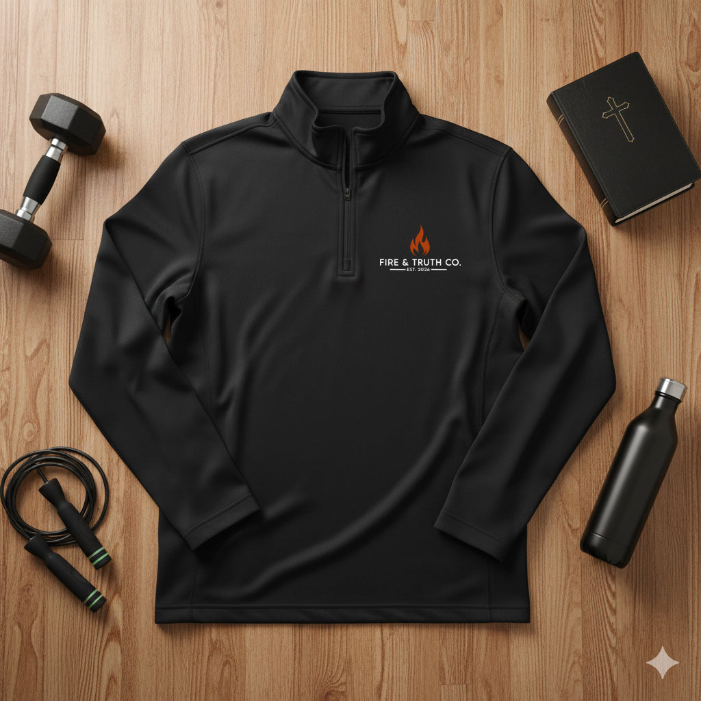 Fire + Truth Unisex Quarter-Zip Pullover (Black) | Sport-Tek ST357 Christian Apparel