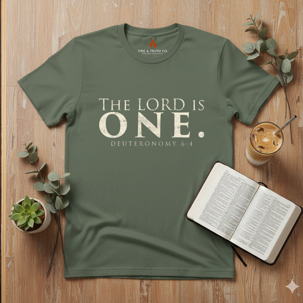 ONE. Foundation Tee — Deuteronomy 6:4 | Gildan 65000