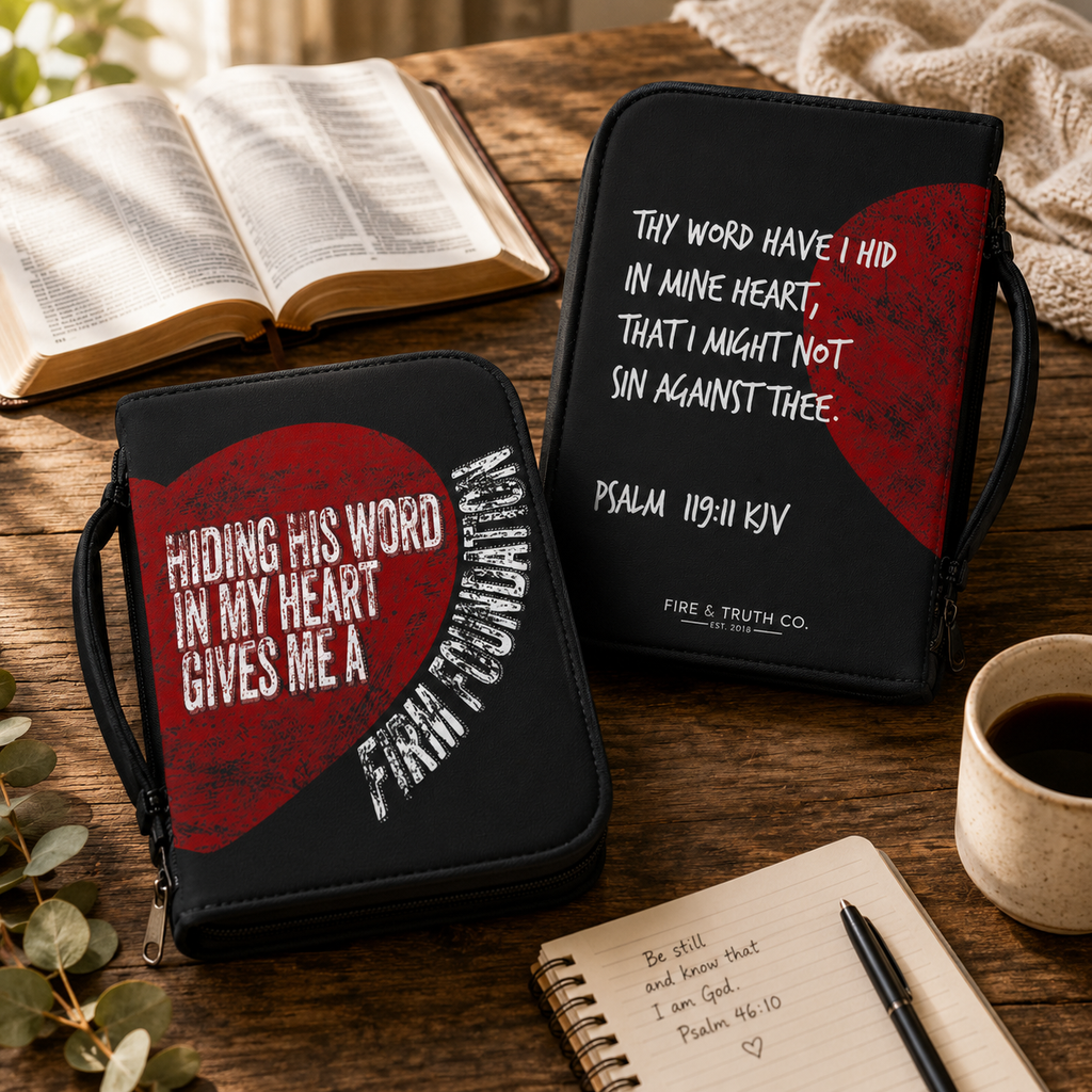 Fire & Truth Co. Firm Foundation Bible Cover – Hiding His Word (Psalm 119:11)