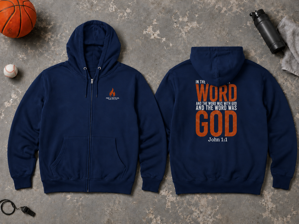 In the Beginning Was the Word Zip-Up Hoodie – John 1:1 (Refining Fire)