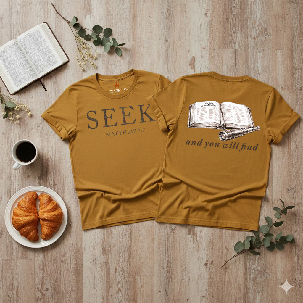 SEEK--Matthew 7:7 Unisex Jersey Short Sleeve Tee (The Path Collection)