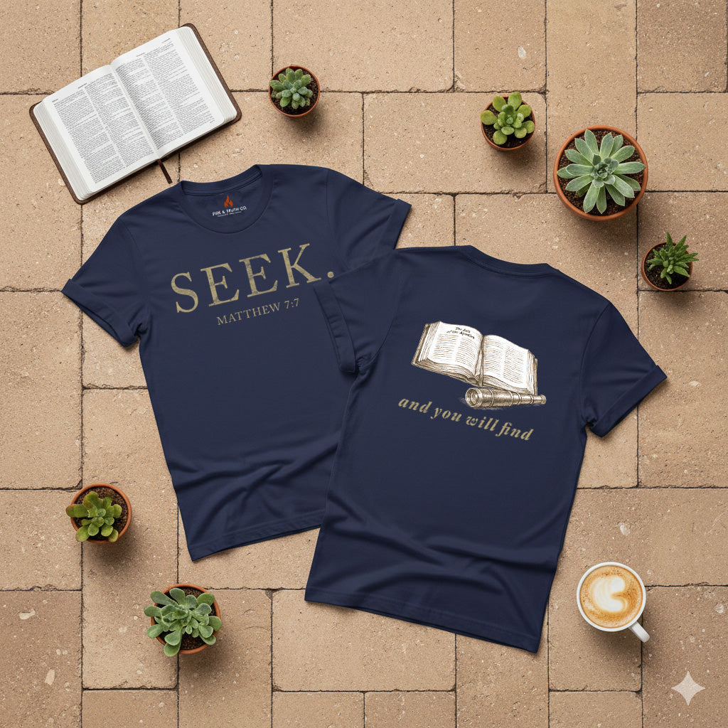 SEEK--Matthew 7:7 Unisex Jersey Short Sleeve Tee (The Path Collection)