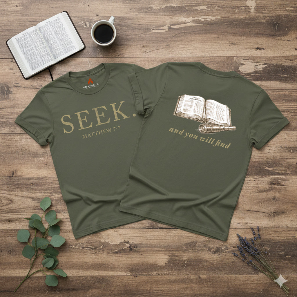SEEK--Matthew 7:7 Unisex Jersey Short Sleeve Tee (The Path Collection)