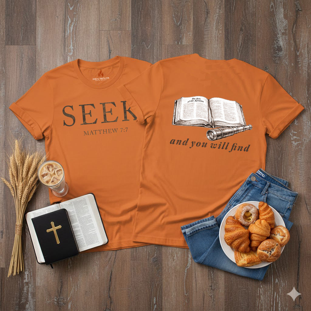 SEEK--Matthew 7:7 Unisex Jersey Short Sleeve Tee (The Path Collection)