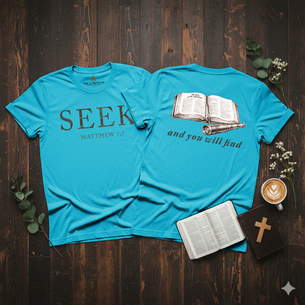 SEEK--Matthew 7:7 Unisex Jersey Short Sleeve Tee (The Path Collection)